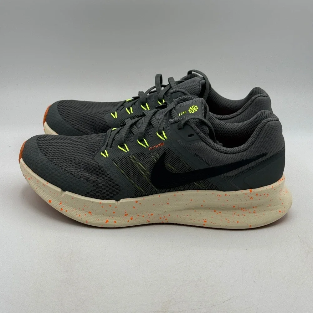 Nike Run Swift 3 Shoes Mens Size 9.5 Iron Grey Total Orange Running HV5226-068